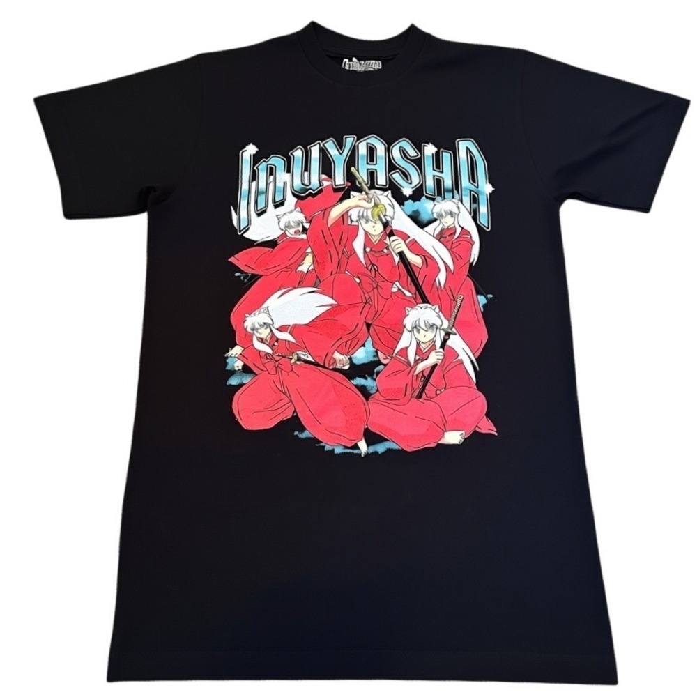 InuYasha Graphic Tee Mens Small Black Excellent Anime 100% Cotton Short Sleeve